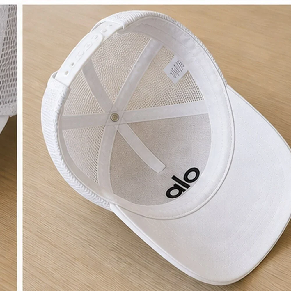 ALO Yoga White Black Everyday Mesh Trucker Cap Hat OS